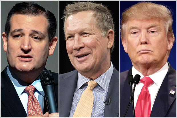 Ted Cruz, John Kasich and Donald Trump (AP/Reuters/Mark Kauzlarich/Joshua Roberts/Chuck Burton)