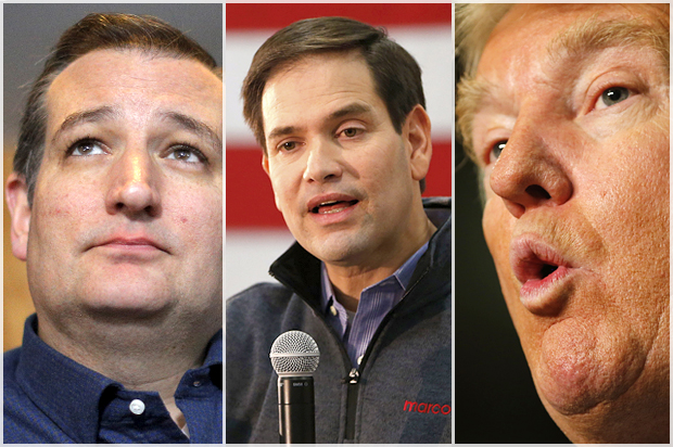 Ted Cruz, Marco Rubio, Donald Trump (Reuters/Brian Snyder/Aaron P. Bernstein/Carlos Barria)