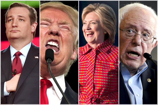 Ted Cruz, Donald Trump, Hillary Clinton, Bernie Sanders (Reuters/David Becker/Randall Hil/Scott Morgan/Mark Kauzlarich)