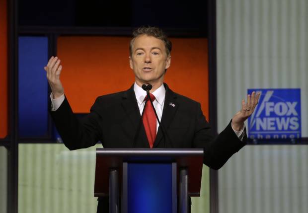 Rand Paul makes a point during a Republican presidential primary debate, Thursday, Jan. 28, 2016, in Des Moines, Iowa. (AP Photo/Chris Carlson) (AP)