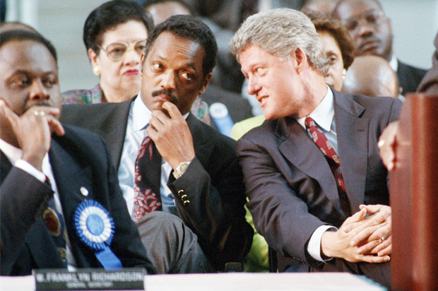 Jesse Jackson and Bill Clinton, at the 112th annual national convention U. S. R. in Atlanta, Sept. 9, 1992. (AP/Curtis Compton)