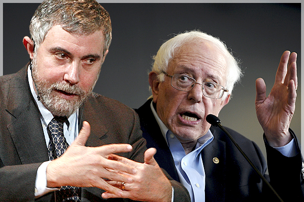 Paul Krugman, Bernie Sanders (Reuters/Bob Strong/Mark Kauzlarich/Photo montage by Salon)