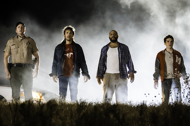 Burnie Burns, Colton Dunn, Gavin Free and Michael Jones in "Lazer Team" (Rooster Teeth Productions)
