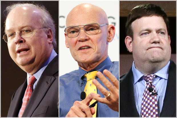 Karl Rove, James Carville, Frank Luntz (AP/Reuters/Rich Pedroncelli/Eduardo Munoz/Charlie Neibergall)