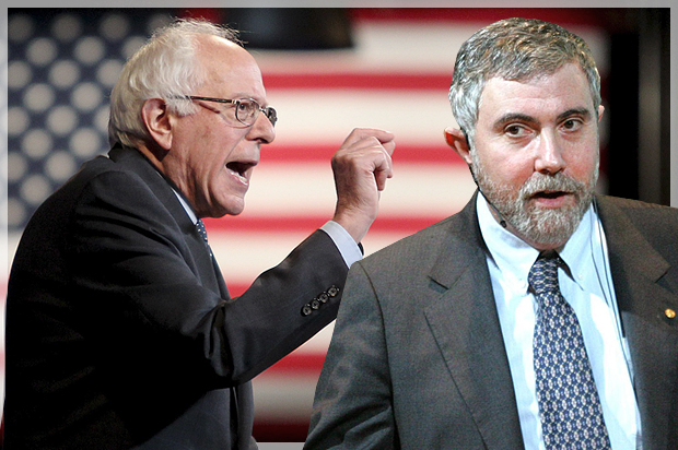 Bernie Sanders, Paul Krugman (Reuters/Mary Schwalm/AP/Fredrik Persson/Photo montage by Salon)