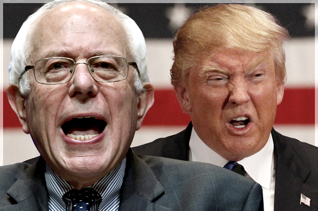 Bernie Sanders, Donald Trump (AP/David Becker/Reuters/Rick Wilking/Photo montage by Salon)