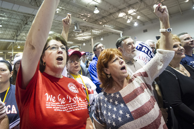 Supporters cheer on Donald Trump  in Norcross, Ga., Oct., 10, 2015. (AP/John Amis)
