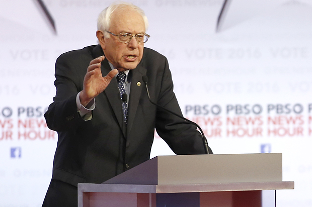 Bernie Sanders, at the Democratic debate at the University of Wisconsin-Milwaukee, Feb. 11, 2016, in Milwaukee. (AP/Morry Gash)