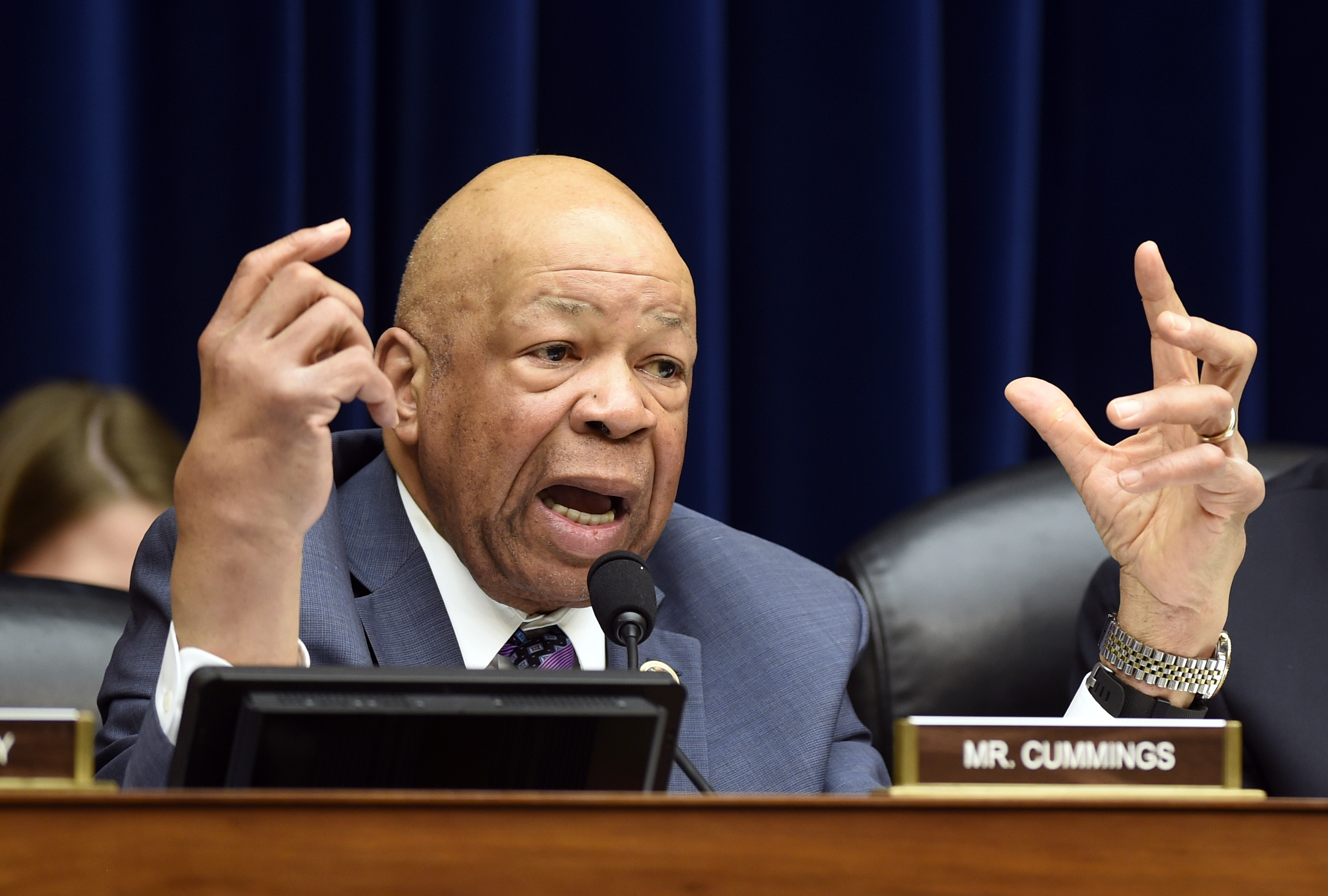 Rep. Elijah Cummings, D-Md. speaks on Capitol Hill in Washington, Thursday, Feb. 4, 2016. The State Department watchdog has found that former Secretary of State Colin Powell and the immediate staff of former Secretary of State Condoleezza Rice also received classified national security information on their personal email accounts, Rep. Elijah Cummings, D-Md. said Thursday, Feb. 4, 2016. (AP Photo/Susan Walsh) (AP)