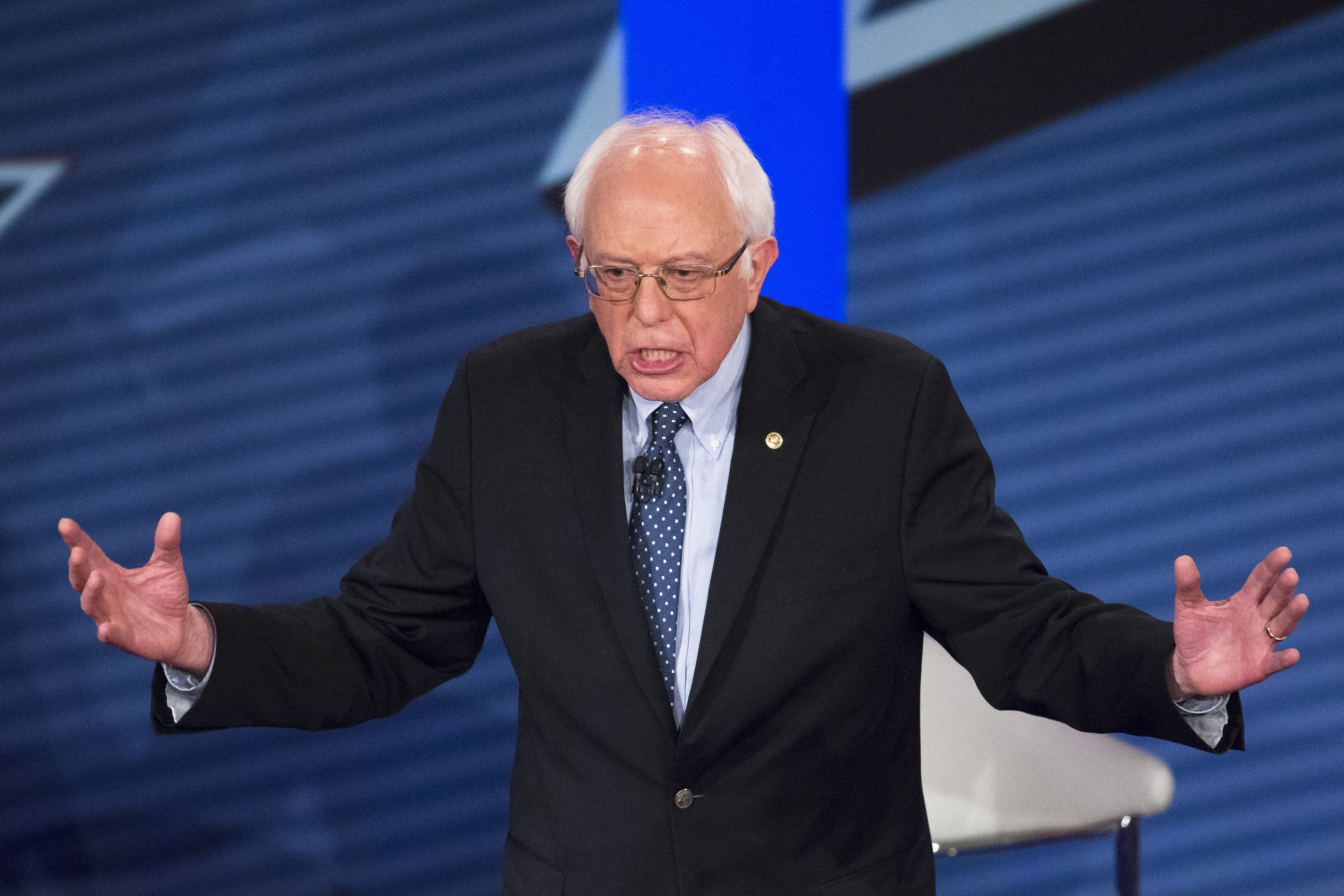 Democratic presidential candidate Sen. Bernie Sanders, I-Vt., answers a question from the audience during a Democratic primary town hall sponsored by CNN, Wednesday, Feb. 3, 2016, in Derry, N.H. (AP Photo/John Minchillo) (AP)