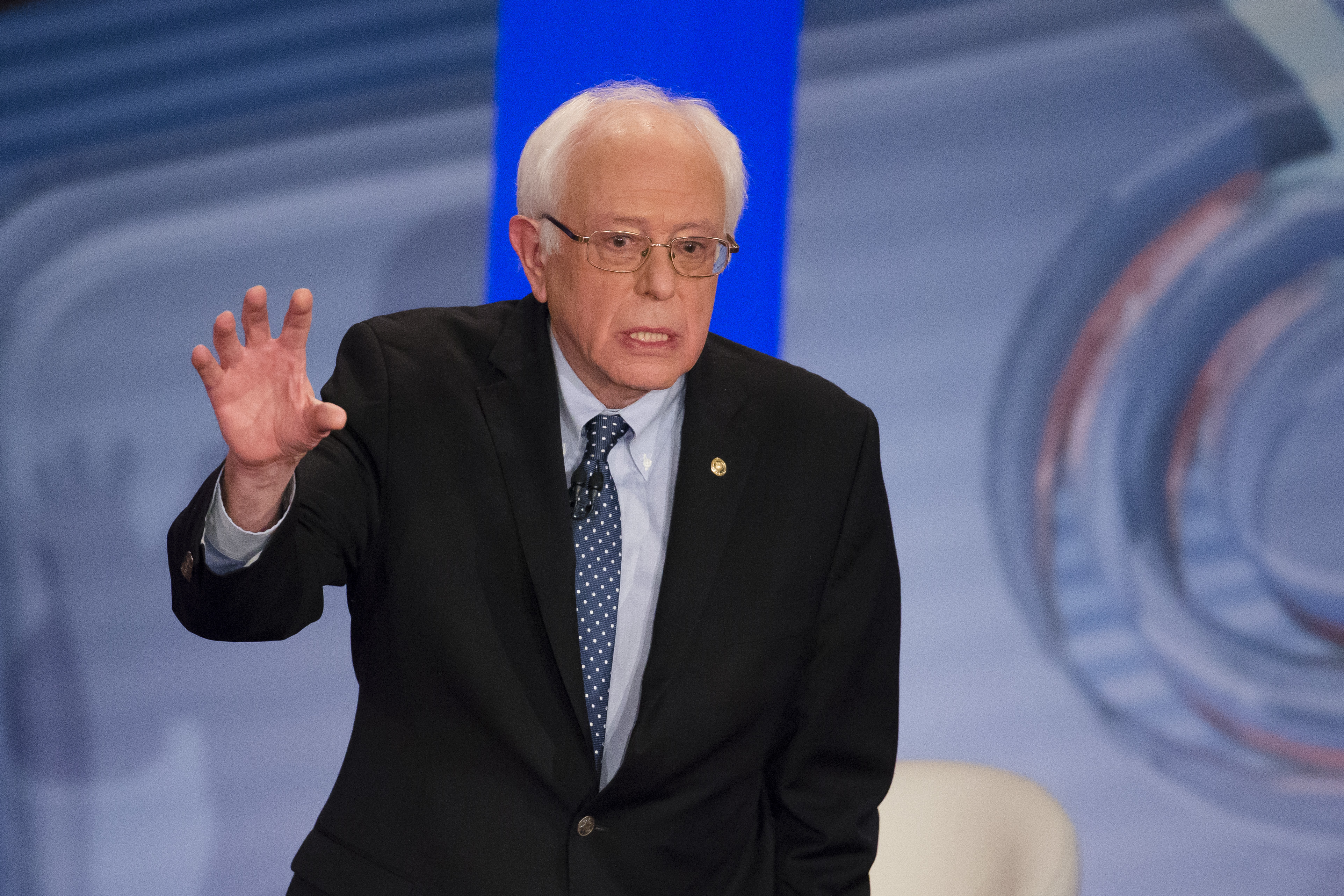 Democratic presidential candidate Sen. Bernie Sanders, I-Vt., speaks during Democratic primary town hall sponsored by CNN, Wednesday, Feb. 3, 2016, in Derry, N.H. (AP Photo/John Minchillo) (AP)