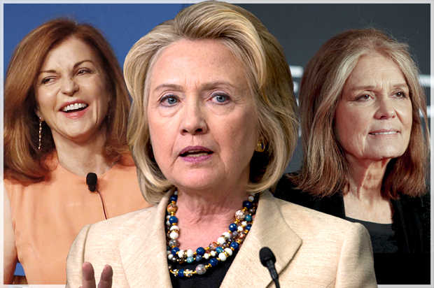 Maureen Dowd, Hillary Clinton, Gloria Steinem (AP/Reuters/Steven Senne/Carlo Allegri/Andy Kropa/Photo montage by Salon)
