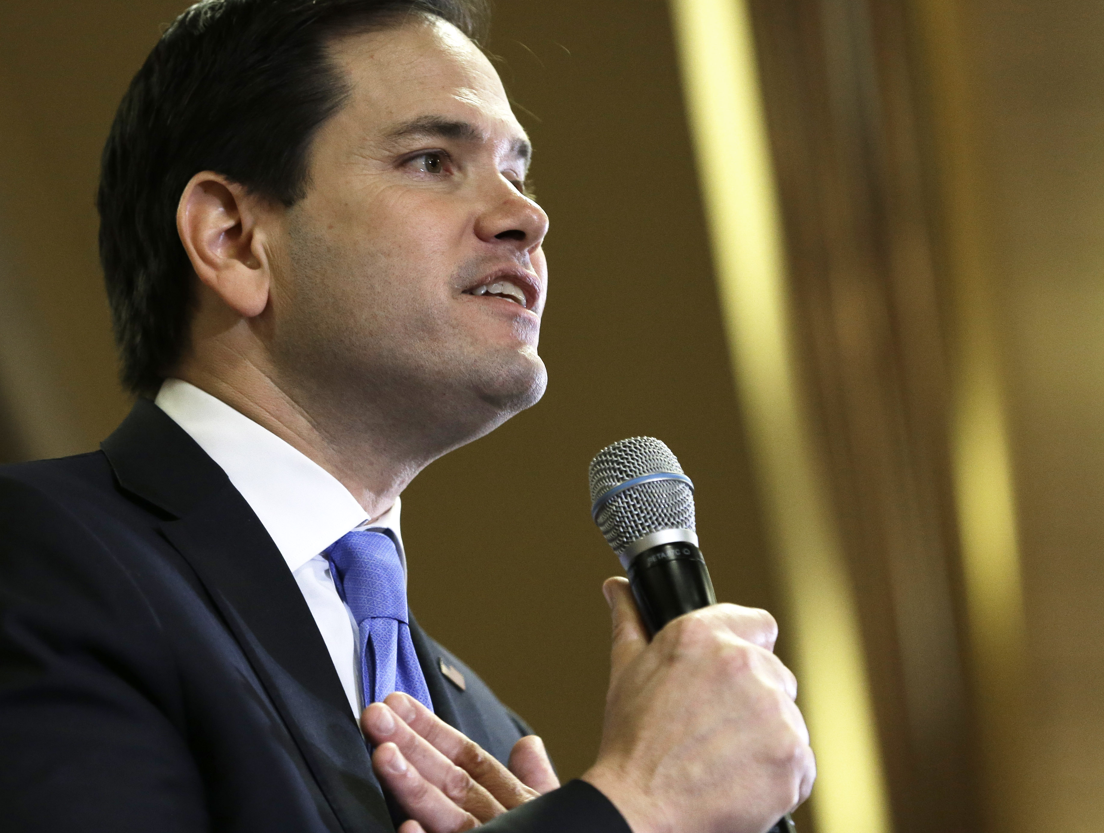 Republican presidential candidate, Sen. Marco Rubio, R-Fla., speaks at a rally Wednesday, Feb. 24, 2016, in Houston. (AP Photo/Pat Sullivan) (AP)