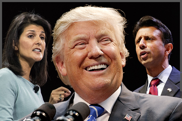 Nikki Haley, Donald Trump, Bobby Jindal (AP/Reuters/Sean Rayford/Chris Keane/Photo montage by Salon)
