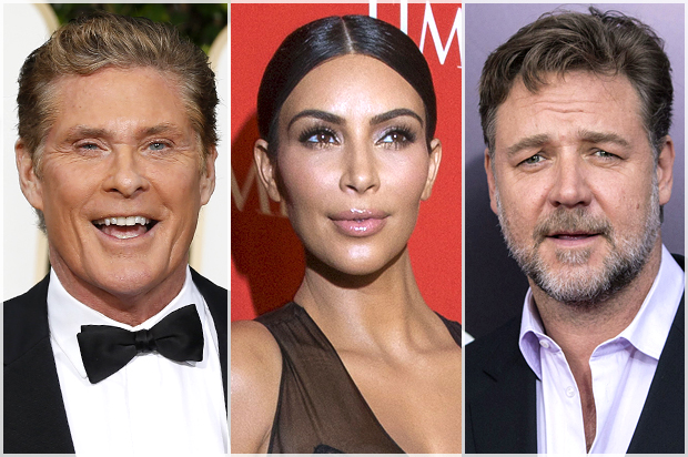 David Hasselhoff, Kim Kardashian, Russell Crowe (Reuters/Mario Anzuoni/Brendan McDermid/Andrew Kelly)