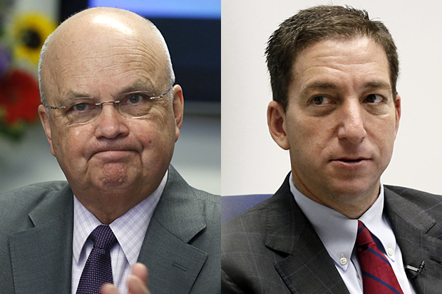 Michael Hayden, Glenn Greenwald (Reuters/Larry Downing/AP/Kin Cheung)