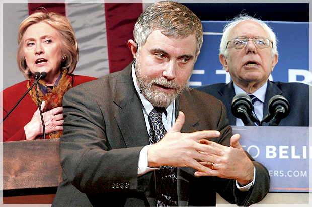 Hillary Clinton, Paul Krugman, Bernie Sanders (Reuters/Mike Segar/Bob Strong/Mark Kauzlarich/Photo montage by Salon)