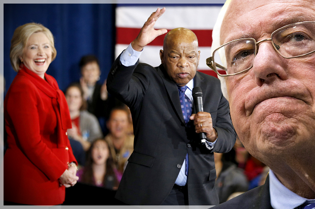 Hillary Clinton, John Lewis, Bernie Sanders (AP/John Locher/Joshua Roberts/Photo montage by Salon)
