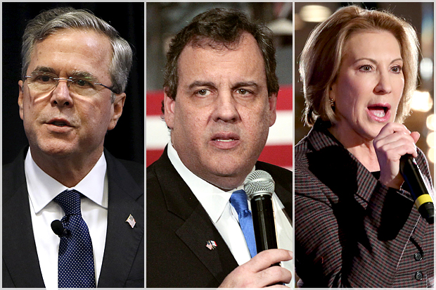 Jeb Bush, Chris Christie, Carly Fiorina (Reuters/Scott Morgan/Brian C. Frank/Mary Schwalm)