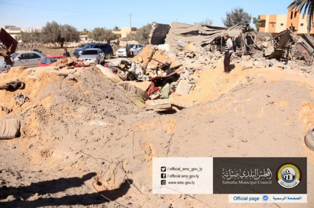 The site where U.S. warplanes struck an ISIS training camp in Sabratha, Libya, near the Tunisian border, on Friday, Feb. 19, 2016 (Sabratha Municipal Council via AP)