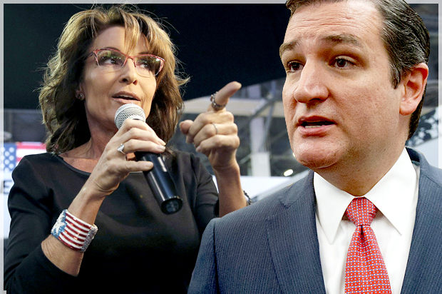 Sarah Palin, Ted Cruz (AP/John Locher/Reuters/John Minchillo/Photo Montage by Salon)