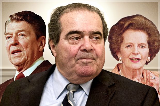 Ronald Reagan, Antonin Scalia, Margaret Thatcher (AP/Doug Mills/Haraz N. Ghanbari/Charles Tasnadi/Photo montage by Salon)
