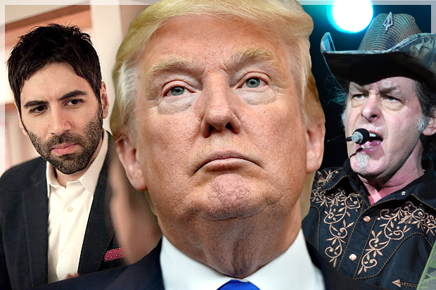 Daryush "Roosh" Valizadeh, Donald Trump, Ted Nugent (AP/Reuters/Wikimedia/Richard Shiro/Jeff Daly/Photo montage by Salon)
