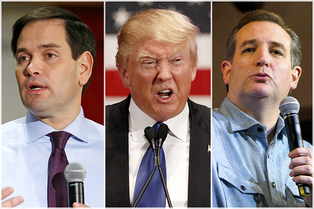 Marco Rubio, Donald Trump, Ted Cruz (Reuters/Aaron Bernstein/Rick Wilking)