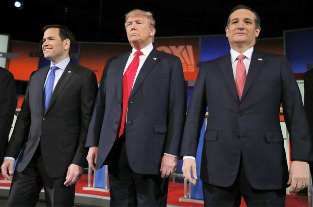Marco Rubio, Donald Trump, Ted Cruz (Reuters/Chris Keane)