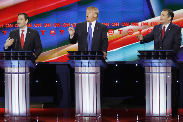Marco Rubio, Donald Trump and Senator Ted Cruz (Reuters/Mike Stone)