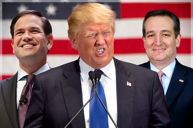 Marco Rubio, Donald Trump, Ted Cruz (AP/Reuters/Chris Keane/Andrew Harnik/Charlie Neibergall/Phot montage by Salon)