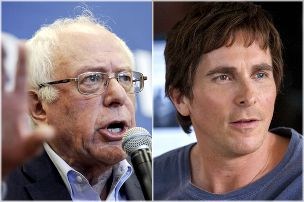 Bernie Sanders, Christian Bale in "The Big Short" (Reuters/Mark Kauzlarich/Paramount Pictures)