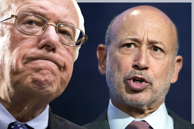 Bernie Sanders, Lloyd Blankfein (Reuters/Joshua Roberts/AP/Mark Lennihan/Photo montage by Salon)