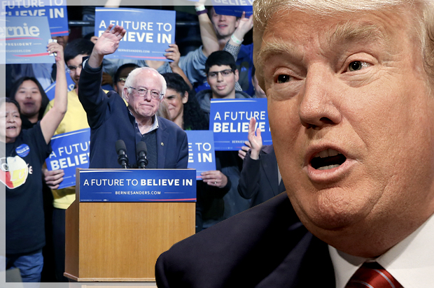 Bernie Sanders, Donald Trump (AP/Jim Mone/Reuters/Nati Harnik/Photo montage by Salon)