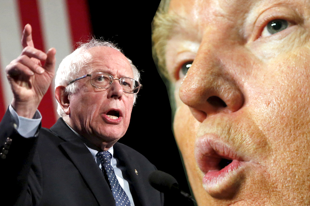 Bernie Sanders, Donald Trump (Reuters/Shannon Stapleton/Carlos Barria/Photo montage by Salon)