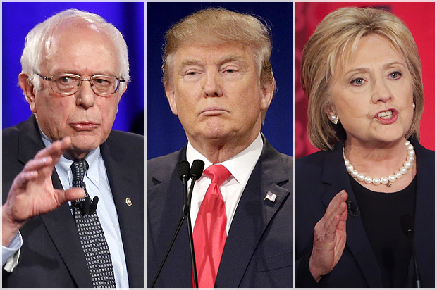 Bernie Sanders, Donald Trump, Hillary Clinton (AP/Patrick Semansky/Chuck Burton/David Goldman)
