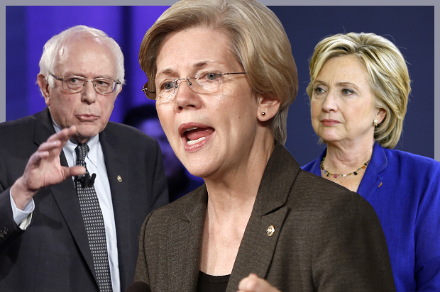 Bernie Sanders, Elizabeth Warren, Hillary Clinton (AP/Reuters/Patrick Semansky/Charles Dharapak/Charlie Neibergall/Photo montage by Salon)