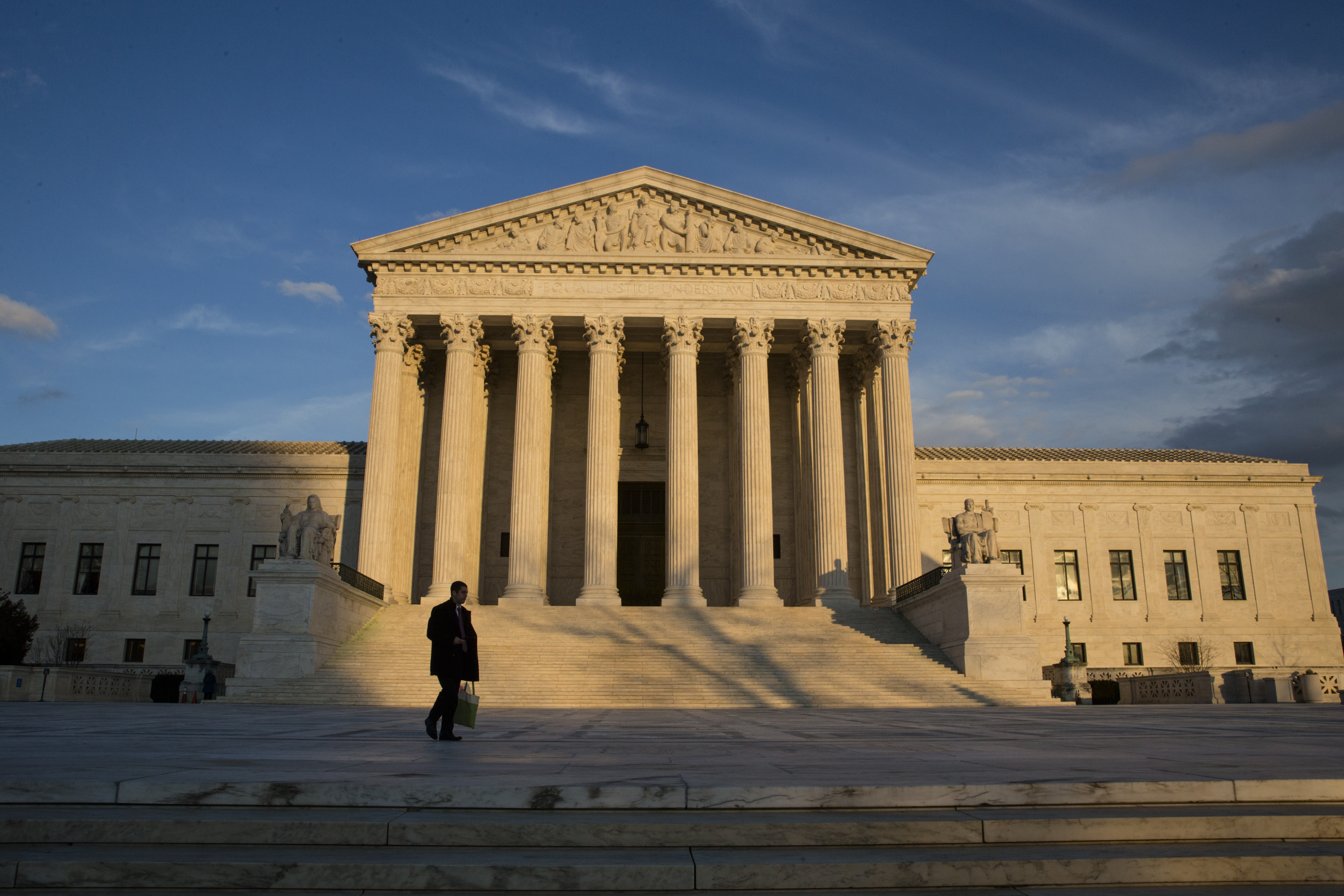 The Supreme Court is seen in Washington, Wednesday, Feb. 17, 2016, as preparations are being made to honor Justice Antonin Scalia, who died over the weekend at age 79. (AP Photo/) (AP/J. Scott Applewhite)