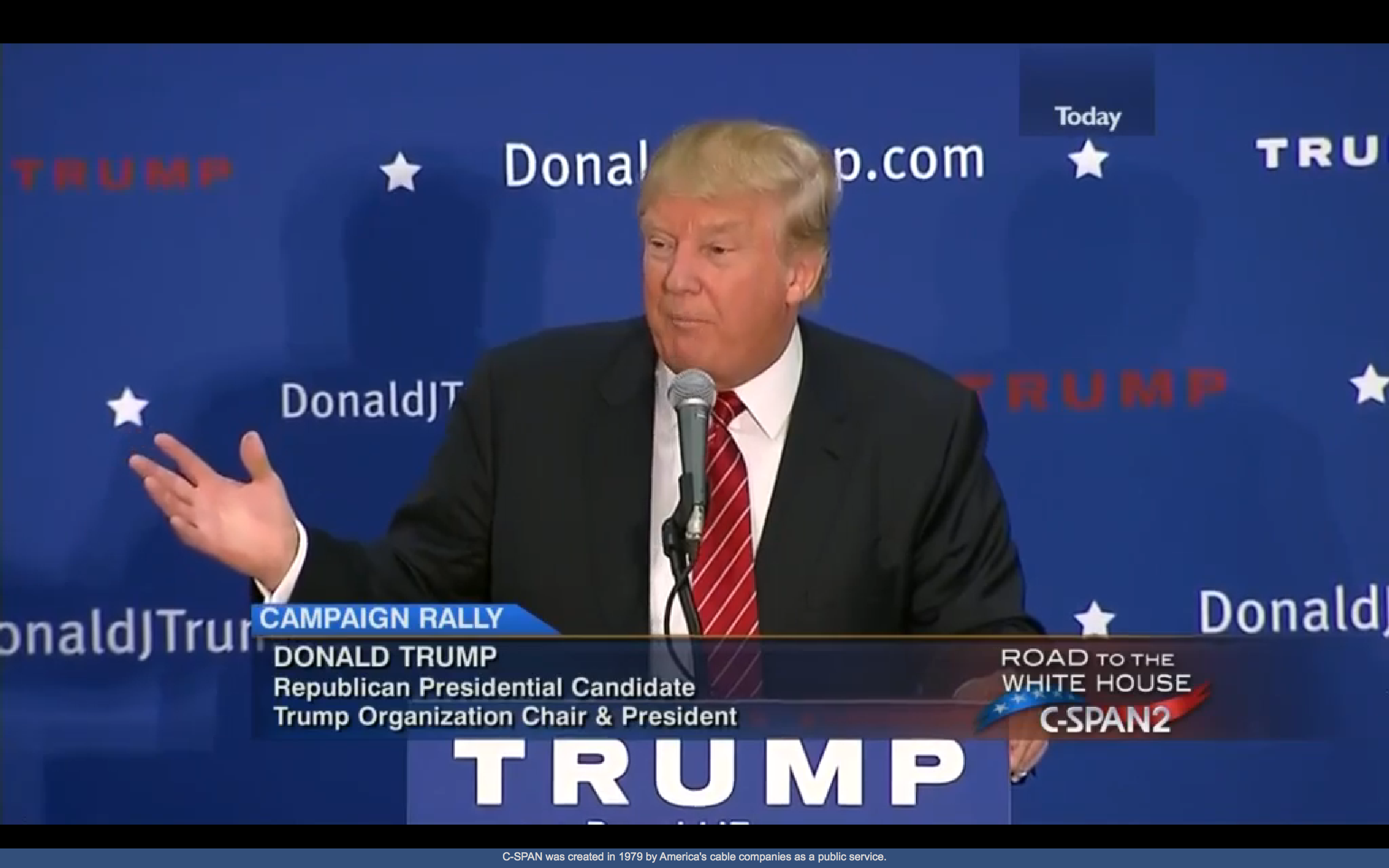 Donald Trump at a New Hampshire campaign rally