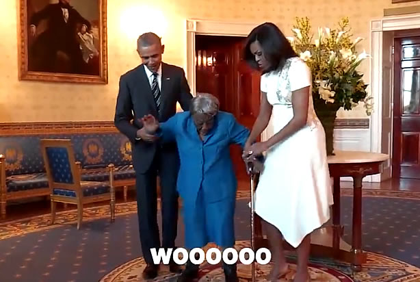 Virginia McLaurin, Barack Obama, Michelle Obama (Credit: ABC News)