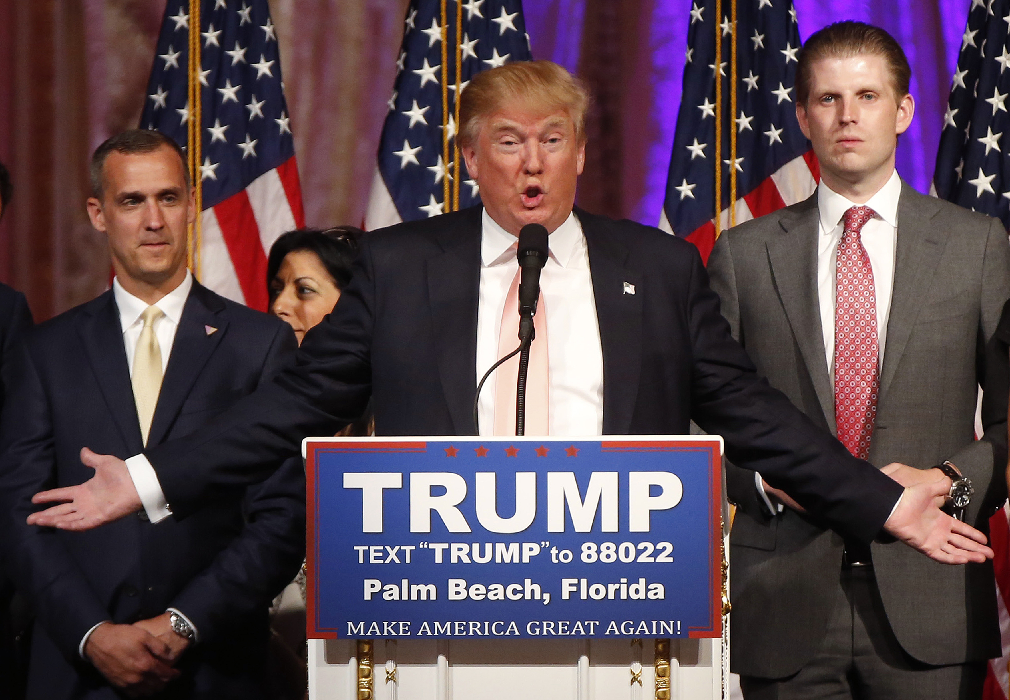 Donald Trump speaks in Palm Beach, Florida on Tuesday night. (AP)