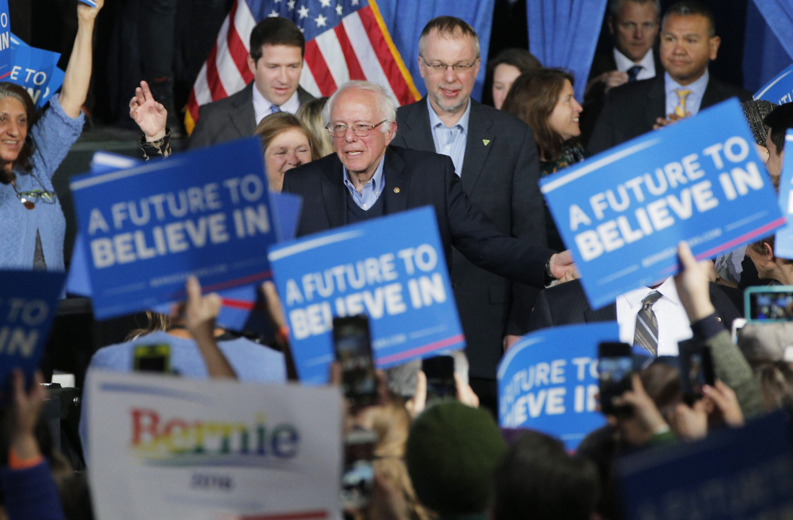 U.S. Democratic presidential candidate and U.S. Senator Bernie Sanders arrives with his wife Jane (L) and son Levi (rear) at his Super Tuesday rally in Burlington, Vermont March 1, 2016.   REUTERS/Brian Snyder - RTS8UN8 (Reuters)