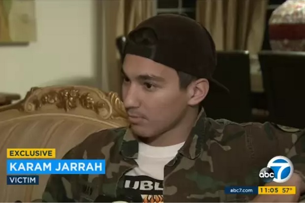 17-year-old Karam Jarrah, who was stabbed in an attack, he believes for speaking Arabic (ABC7/Screenshot)