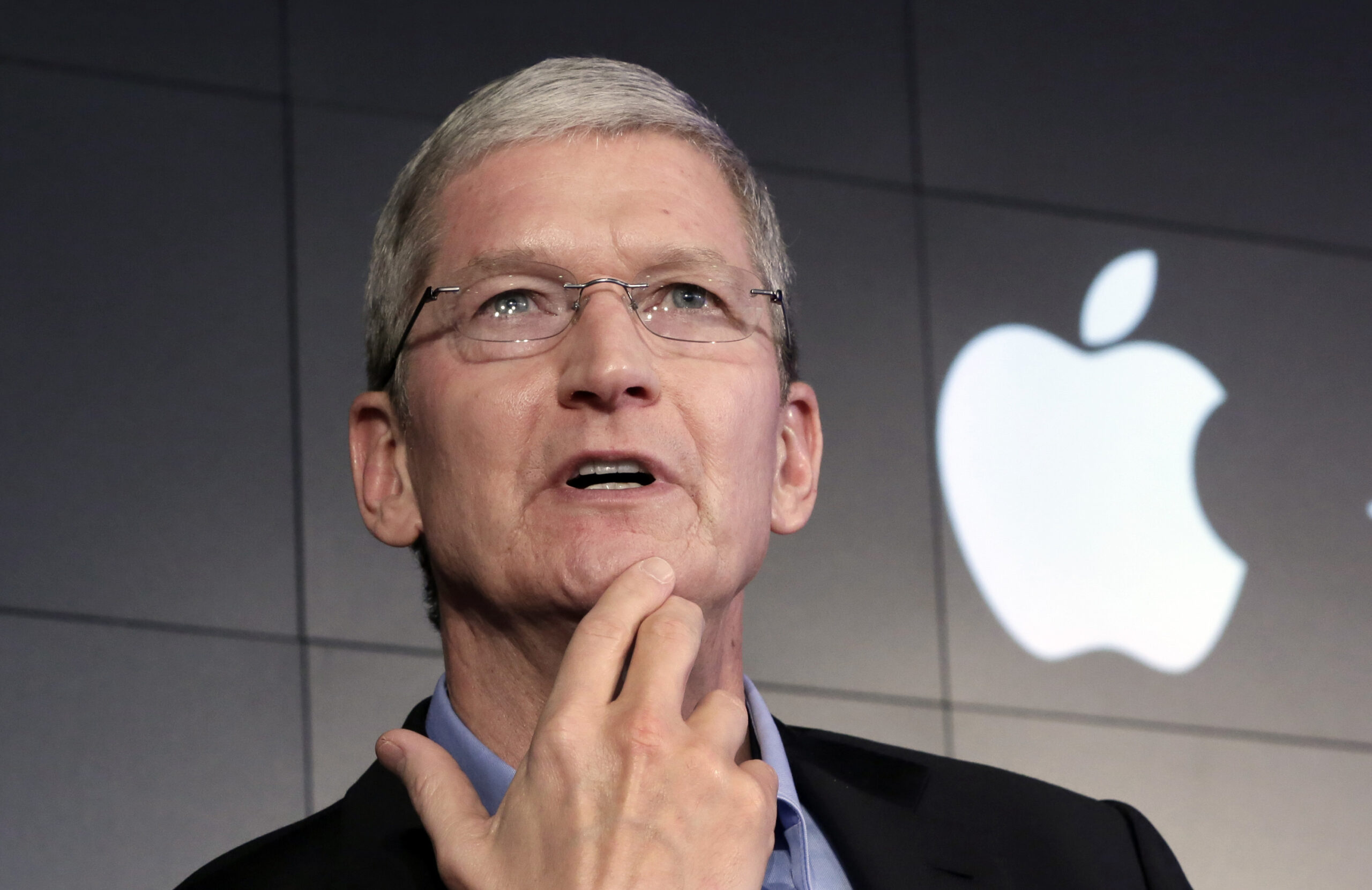 FILE - In this April 30, 2015 file photo, Apple CEO Tim Cook responds to a question during a news conference at IBM Watson headquarters, in New York. The dispute over whether Apple must help the FBI hack into a terror suspect's iPhone is about to play out in a Southern California courtroom. The hearing Tuesday, March 22, in U.S. District Court in Riverside is the first in the battle that has seen Cook and FBI Director James Comey spar over issues of privacy and national security. (AP Photo/Richard Drew, File) (AP)