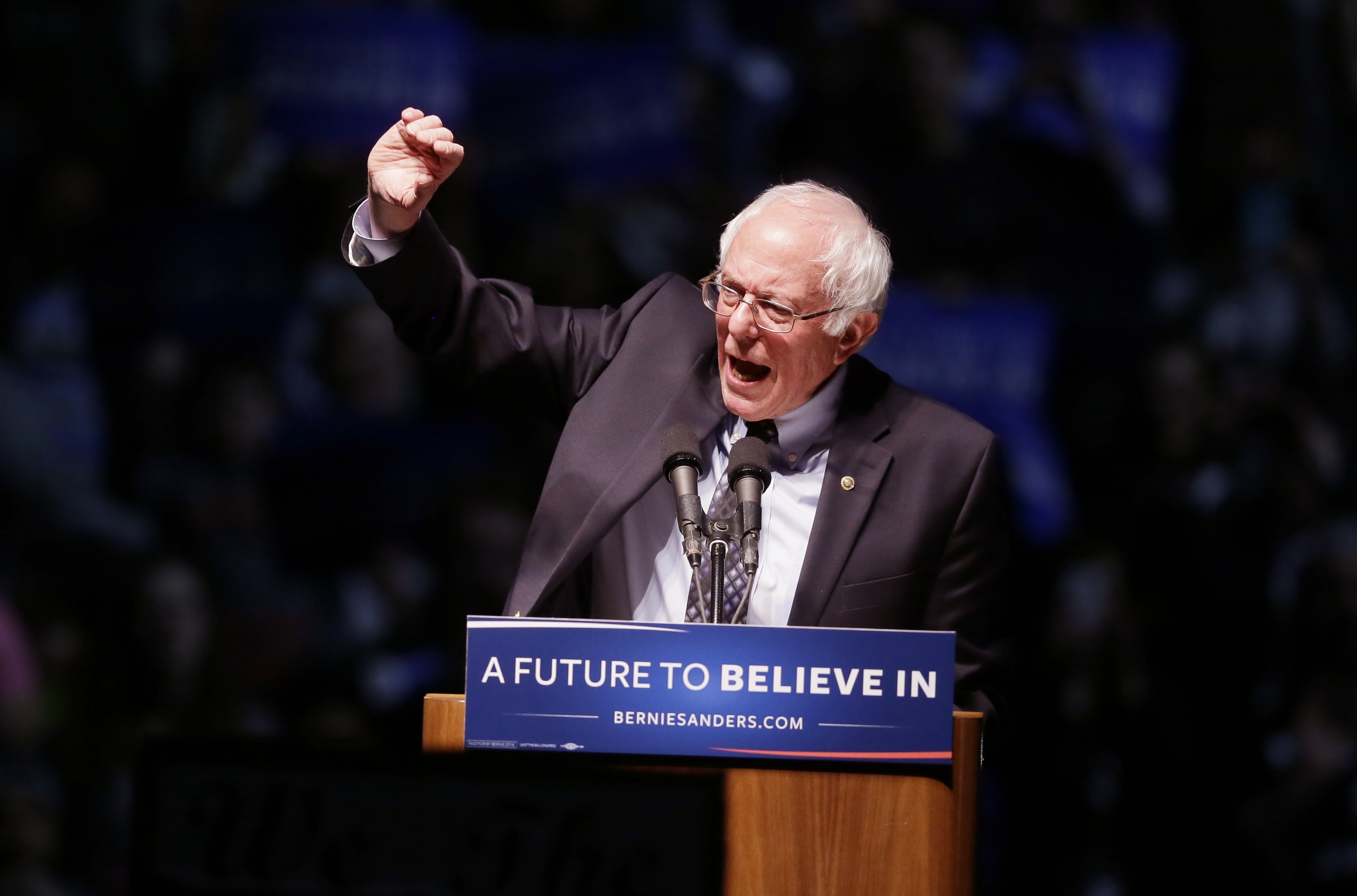Democratic presidential candidate, Sen. Bernie Sanders, I-Vt, speaks during a rally at Michigan State University, Wednesday, March 2, 2016, in East Lansing, Mich. (AP Photo/Carlos Osorio) (AP)