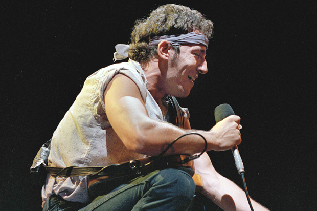 Bruce Springsteen at the Meadowlands Arena in East Rutherford, N.J., Aug. 5, 1984. (AP)