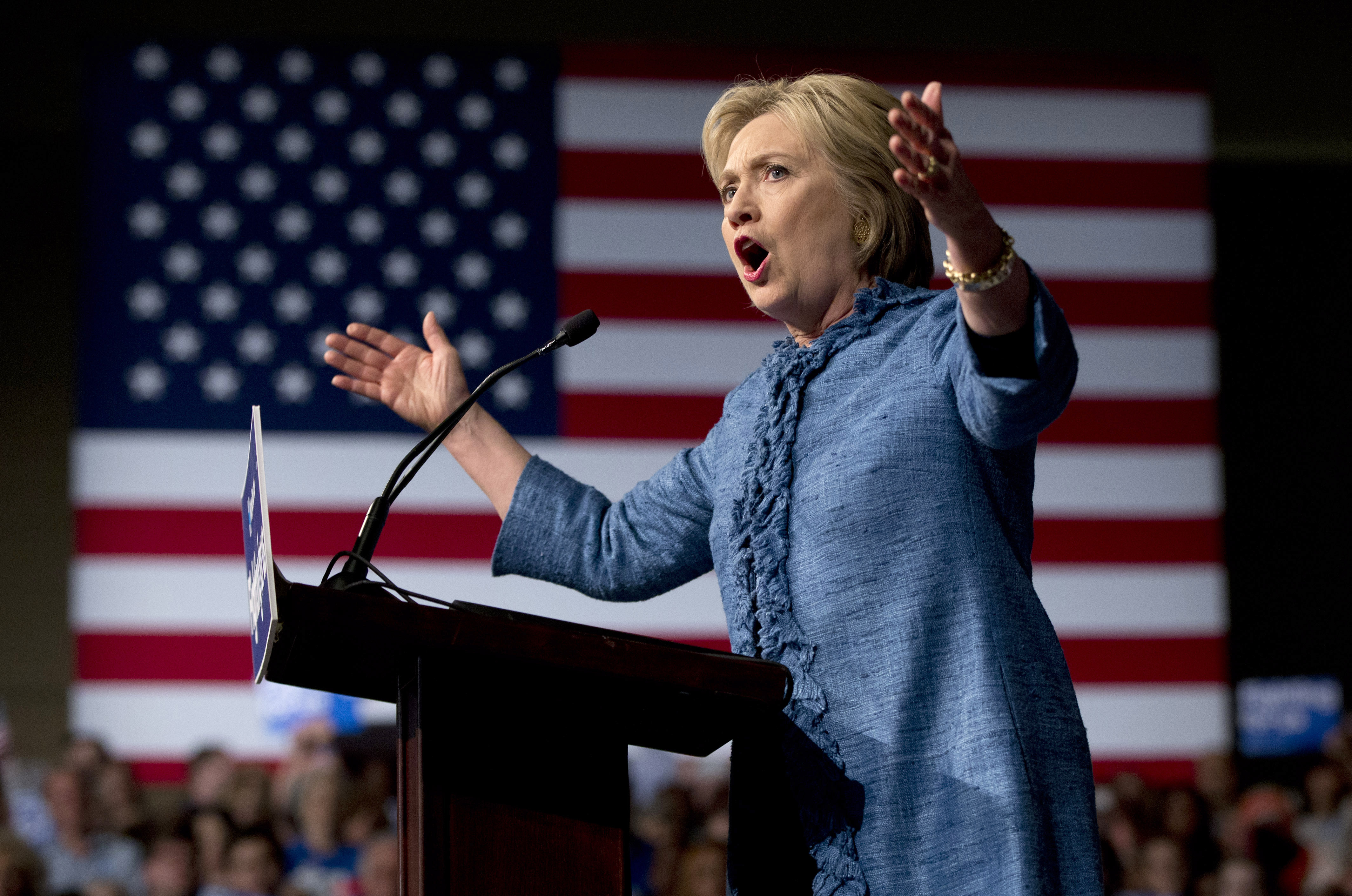 FILE - In this March 15, 2016, file photo, Democratic presidential candidate Hillary Clinton speaks during an election night event at the Palm Beach County Convention Center in West Palm Beach, Fla. Clinton spent much of a 72-hour time frame last week cleaning up misstatements about former first lady Nancy Reagans role in addressing the AIDS epidemic, whether her policies would kill coal mining jobs and her 1993 health care plan. (AP Photo/, File) (AP/Carolyn Kaster)