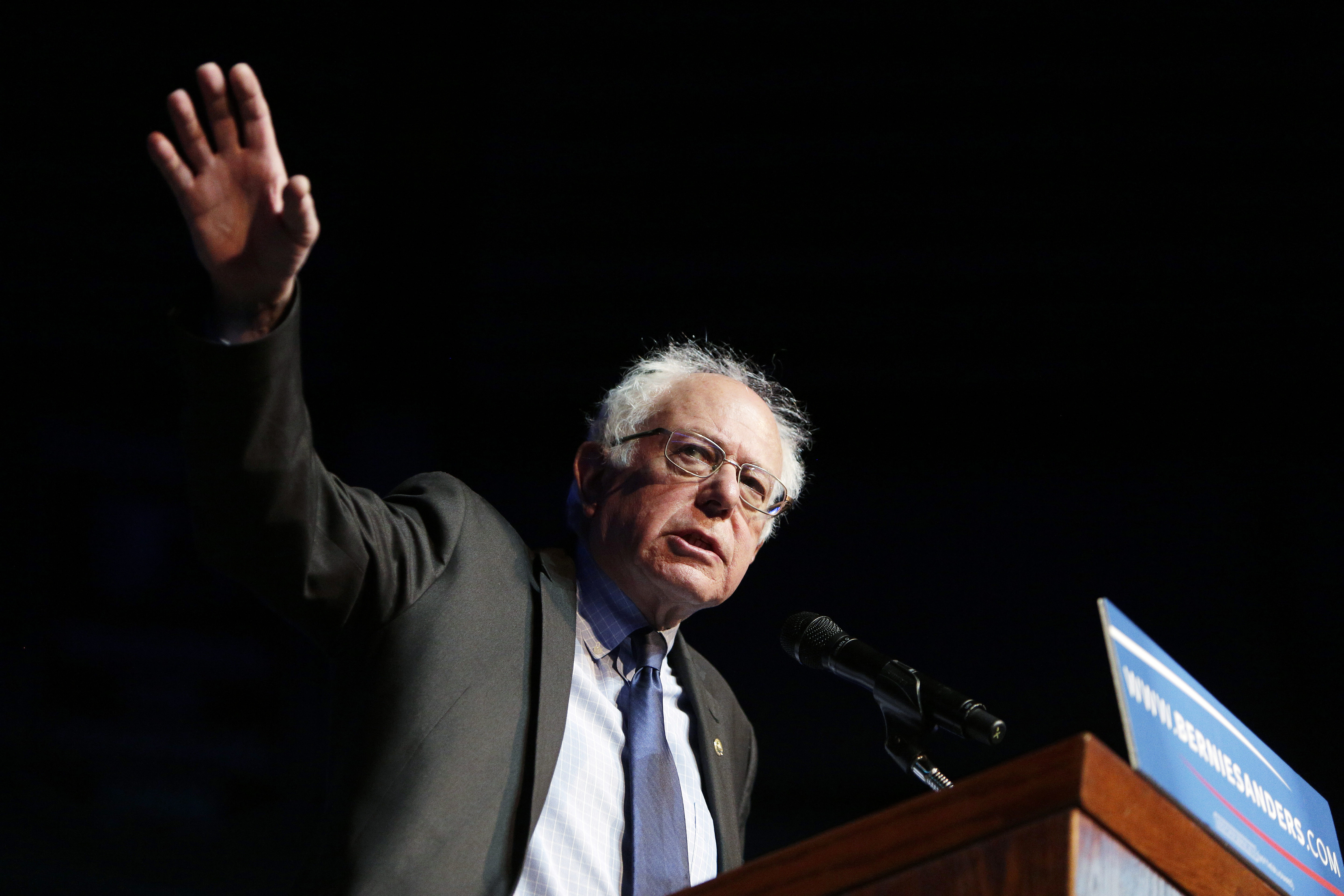 Democratic presidential candidate Sen. Bernie Sanders, I-Vt., speaks at a campaign rally in Spokane, Wash., Thursday, March 24, 2016. (AP Photo/Young Kwak) (AP)