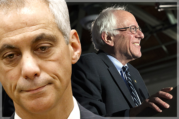 Rahm Emanuel, Bernie Sanders (AP/Charles Rex Arbogast/John Minchillo/Photo montage by Salon)