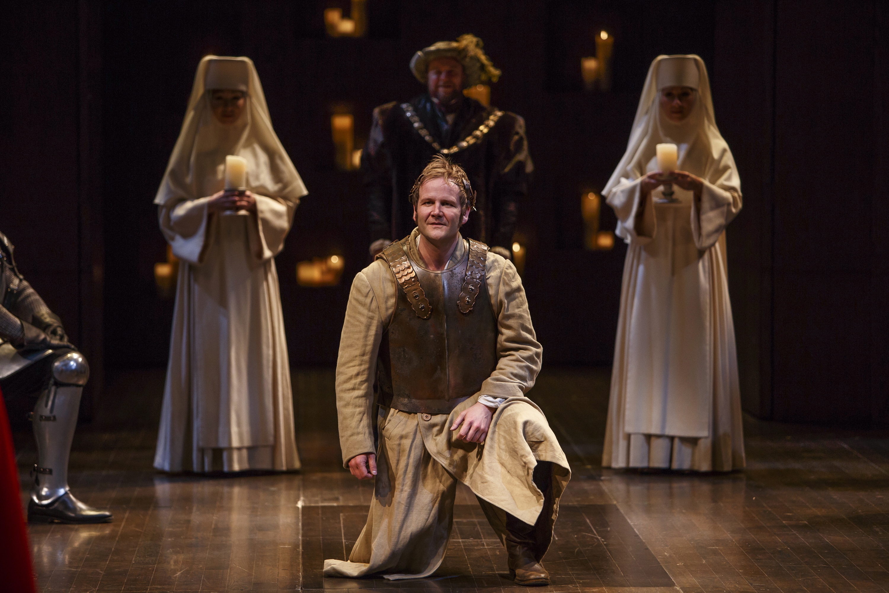 This image released by the Stratford Festival shows Evan Buliung as Pericles, center, during a performance of, "The Adventures of Pericles," in Ontario, Canada. in Ontario, Canada. The Stratford Festival will this year commemorate the 400th anniversary of William Shakespeare's death by broadcasting three more of the Bards work in HD, including Hamlet starring Jonathan Goad on April 24, "The Taming of the Shrew" beginning May 8 and "The Adventures of Pericles" on beginning May 29. (David Hou/Stratford Festival via AP) (AP)